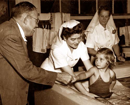 Dr Carlson & Edith in pool